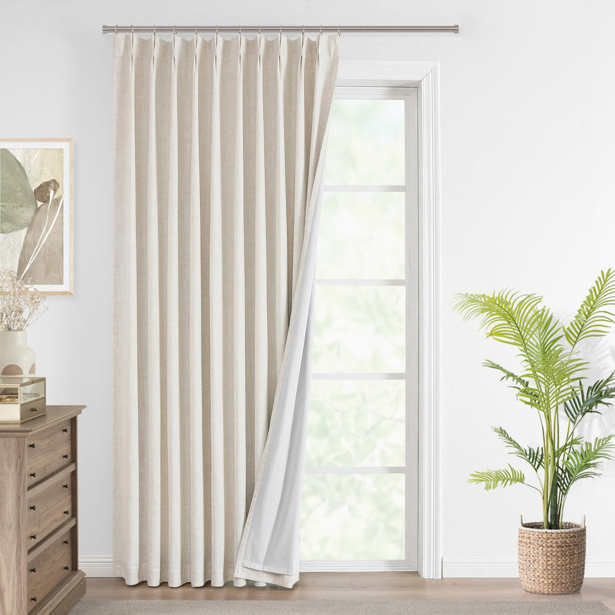Vision Home Pinch Pleated Full Blackout Curtains Linen Blended Room Darkening Window Curtains 84 inch for Living Room Bedroom Thermal Insulated Pinch Pleat Drapes with Hooks 2 Panel 40"Wx84"L,Blue Fog