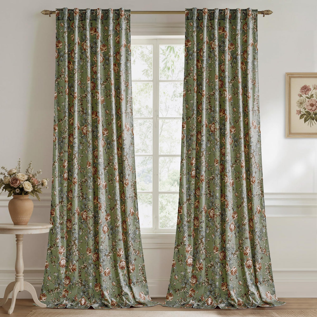 StangH Black Floral Vintage Curtains Luxury Velvet Drapes 96 Inch 2 Panels