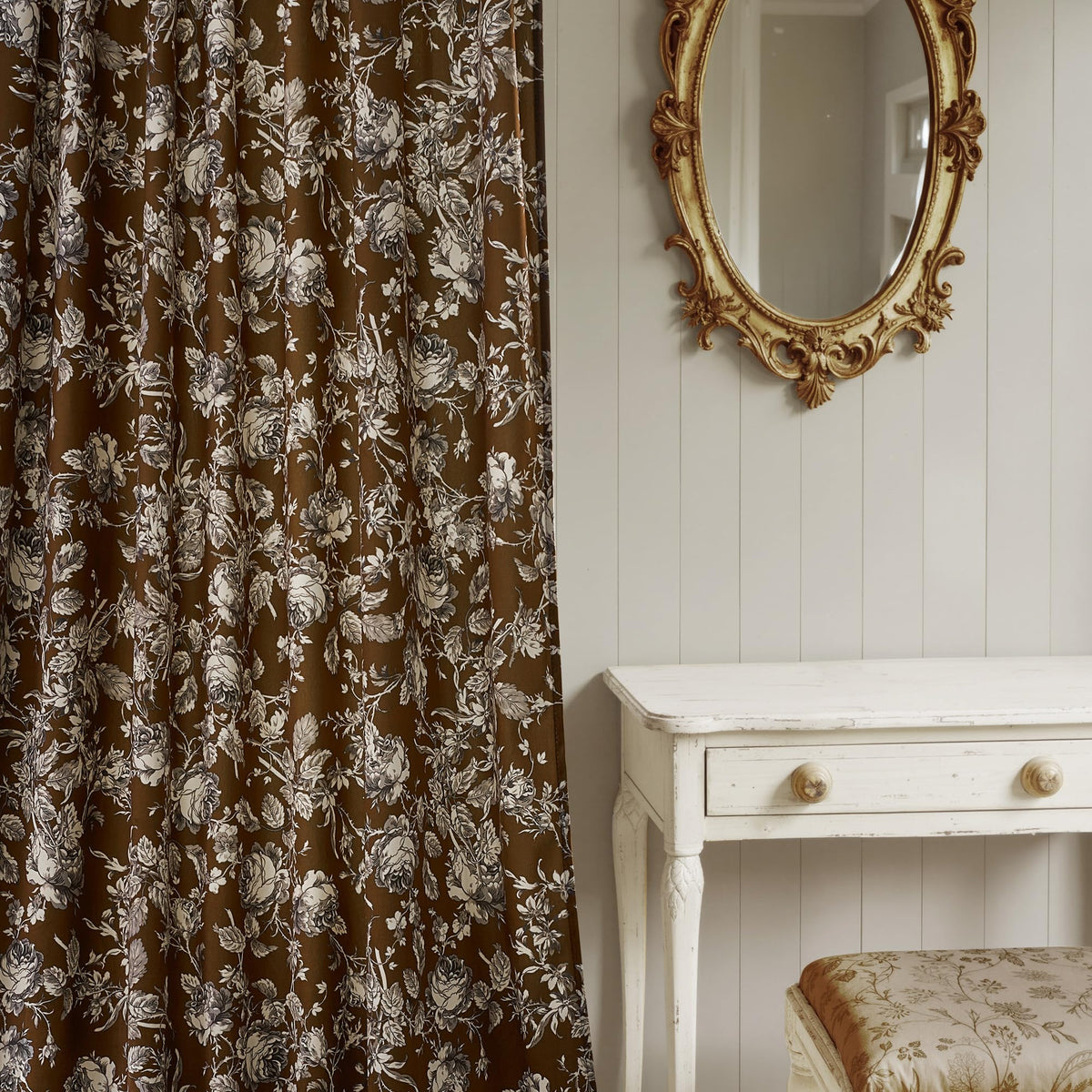 StangH Black Floral Vintage Curtains Luxury Velvet Drapes 96 Inch 2 Panels
