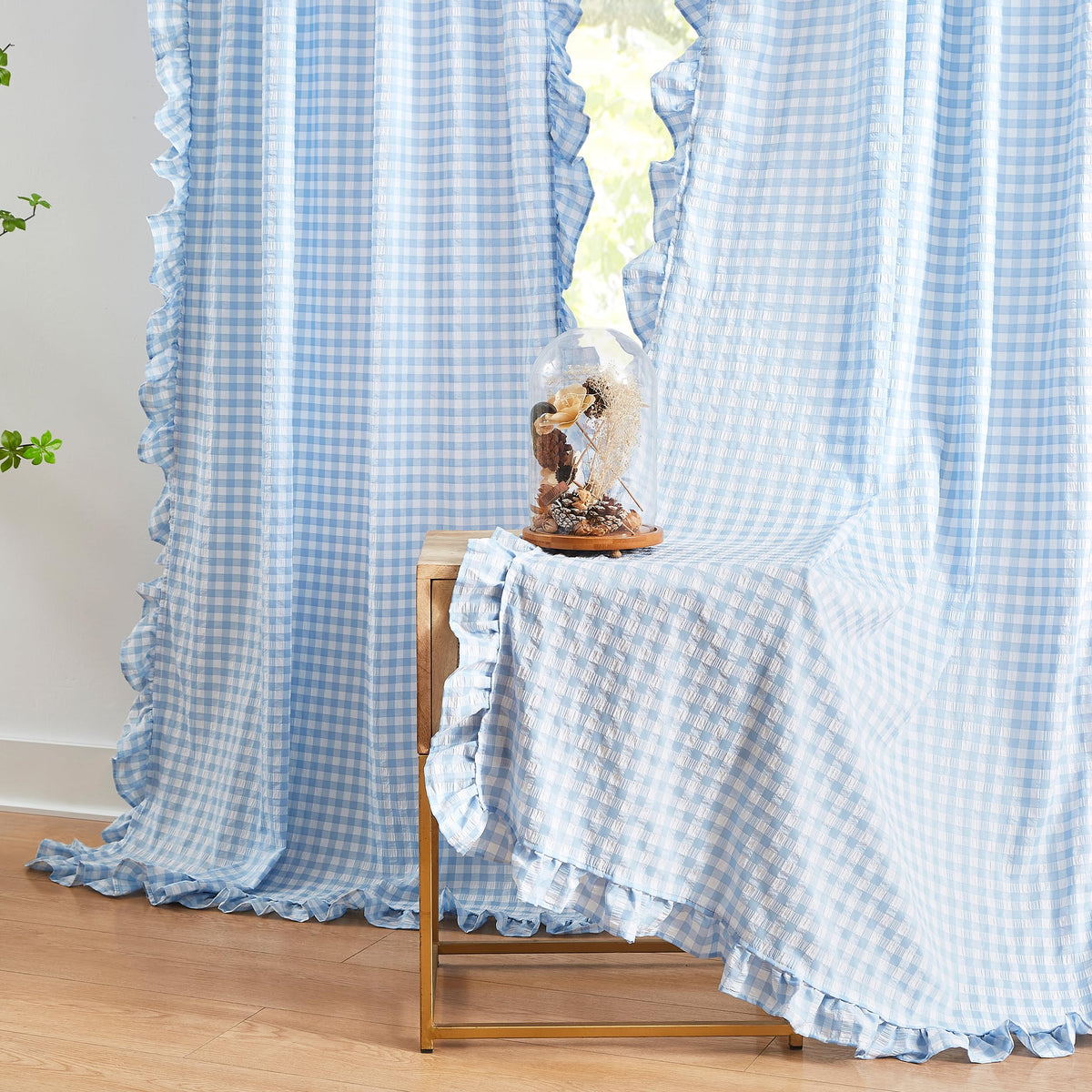 ZJDECOR Brown White Buffalo Plaid Curtains 84 Inches Long for Bedroom