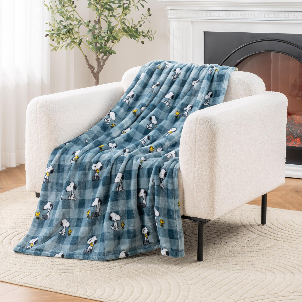 Berkshire Blanket Peanuts® VelvetLoft® Cute Character Snoopy Plush Throw Blanket,Peanuts Poses and Paws Grey,Throw 55 in x 70 in (Official Peanuts® Product)