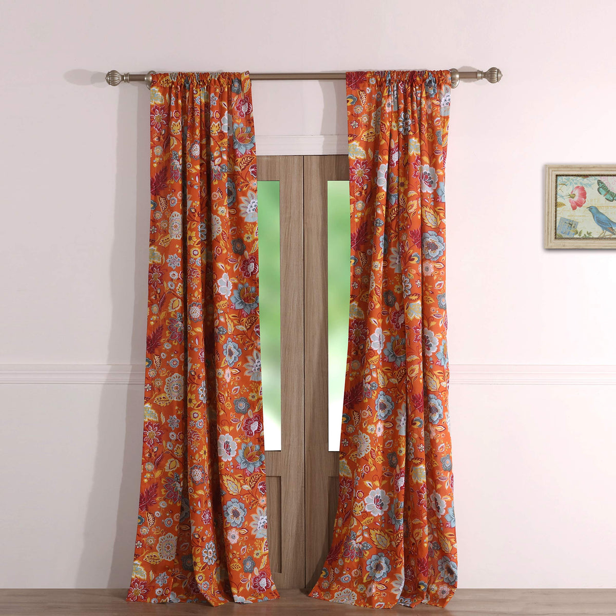 Greenland Home Astoria Semi-Sheer Curtain Panels, Set of 2, Lined, with Tiebacks, 95 L x 42 W (x2), White