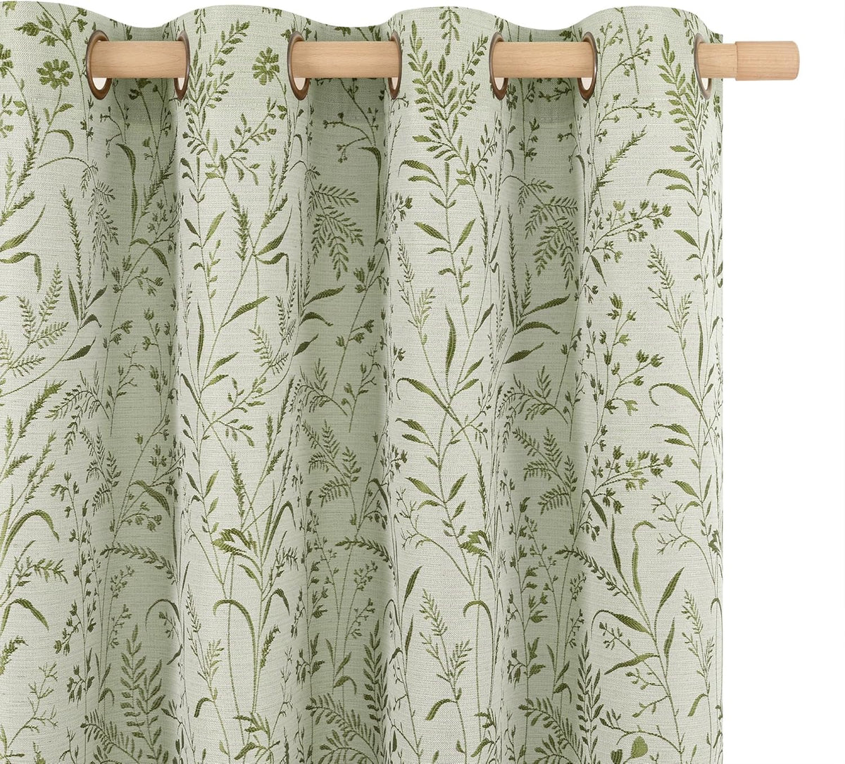 BGment Green Leaf Linen Curtains for Living Room 84 Inch Length 2 Panels