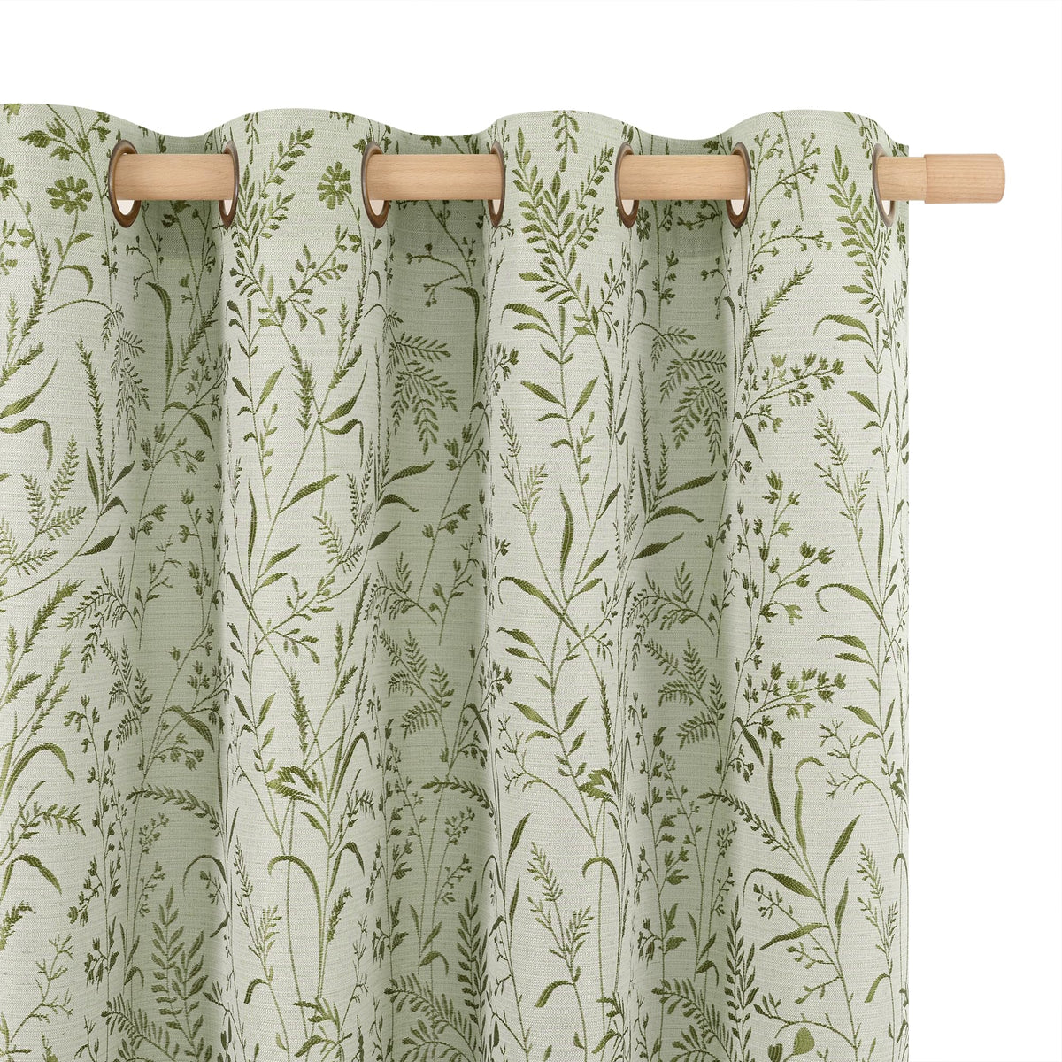 BGment Green Leaf Linen Curtains for Living Room 84 Inch Length 2 Panels