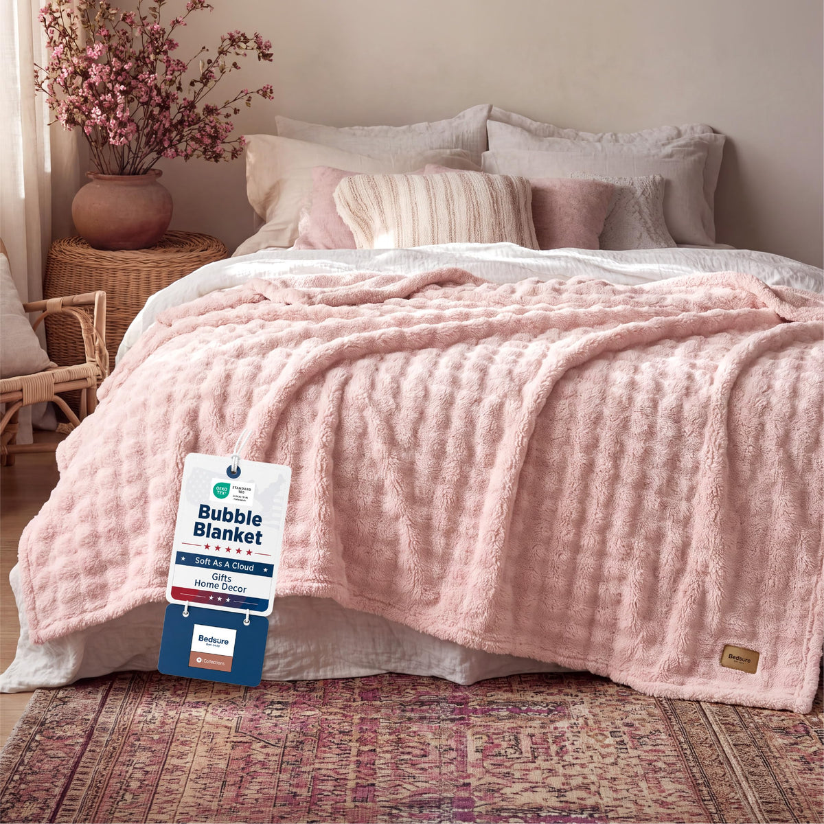 Bedsure Cloud Bubble Blanket, Soft Cozy Throw, Off White, 50"×60"