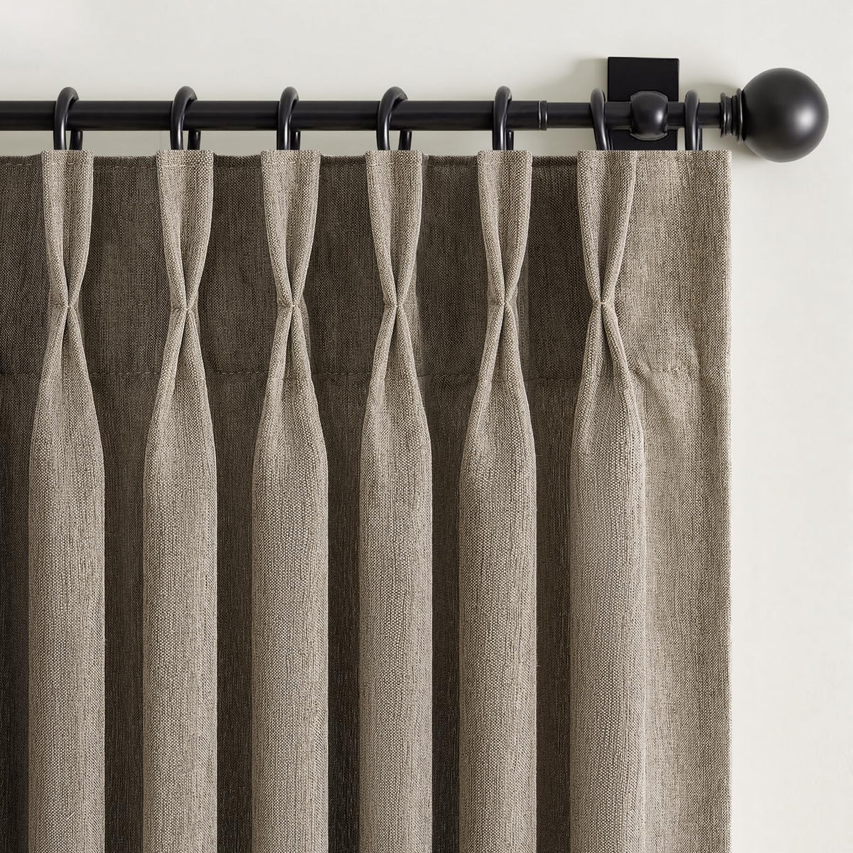 96 Inches Long Pinch Pleated Semi Sheer Curtains,Natural Linen Blended Light Filtering Window Curtains 96 Length for Living Room Bedroom Pinch Pleat Drapes with Hooks 2 Panels 72" Wx96 L