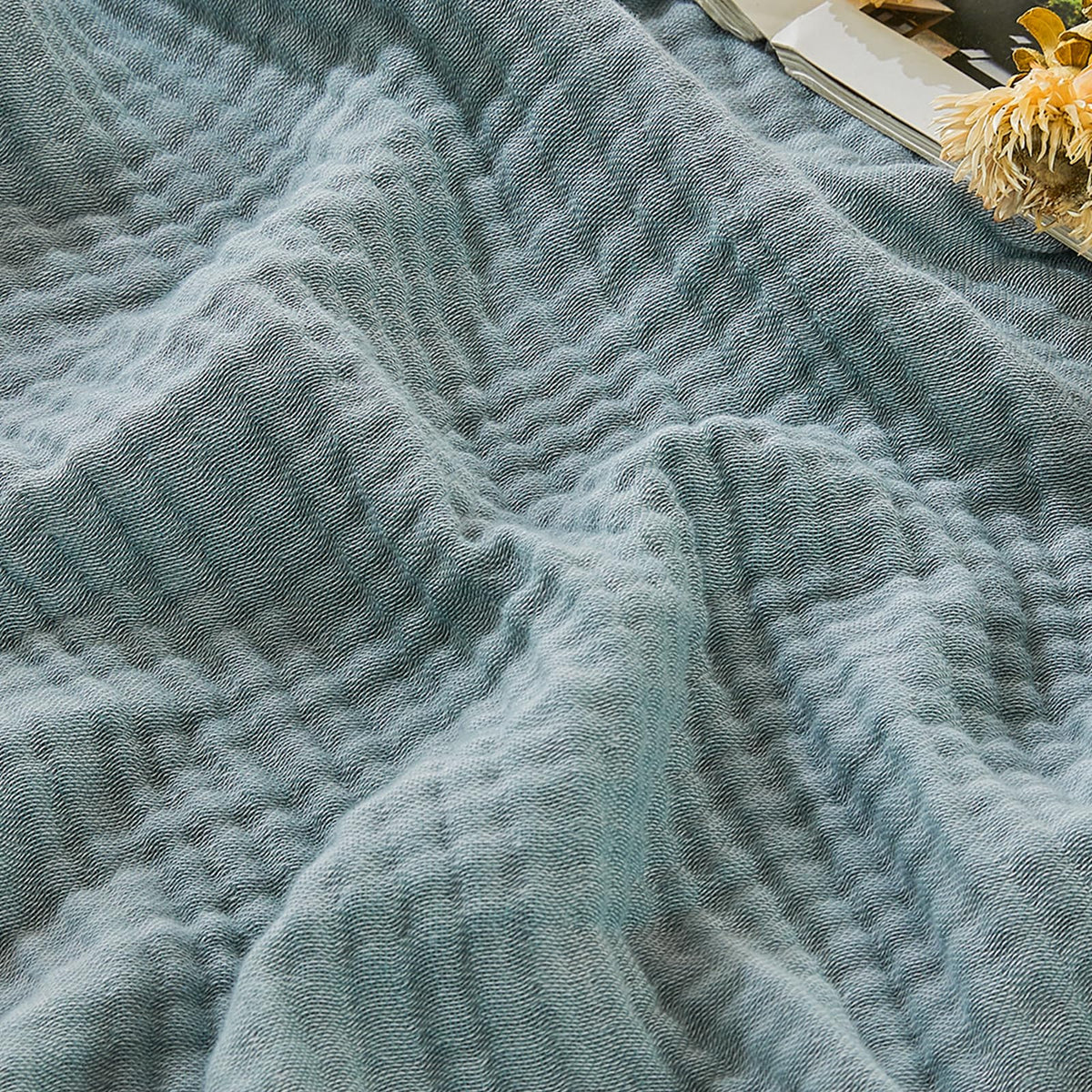 EMME Muslin Cotton Blanket Adults Heather Navy Throw XL 50"x70"