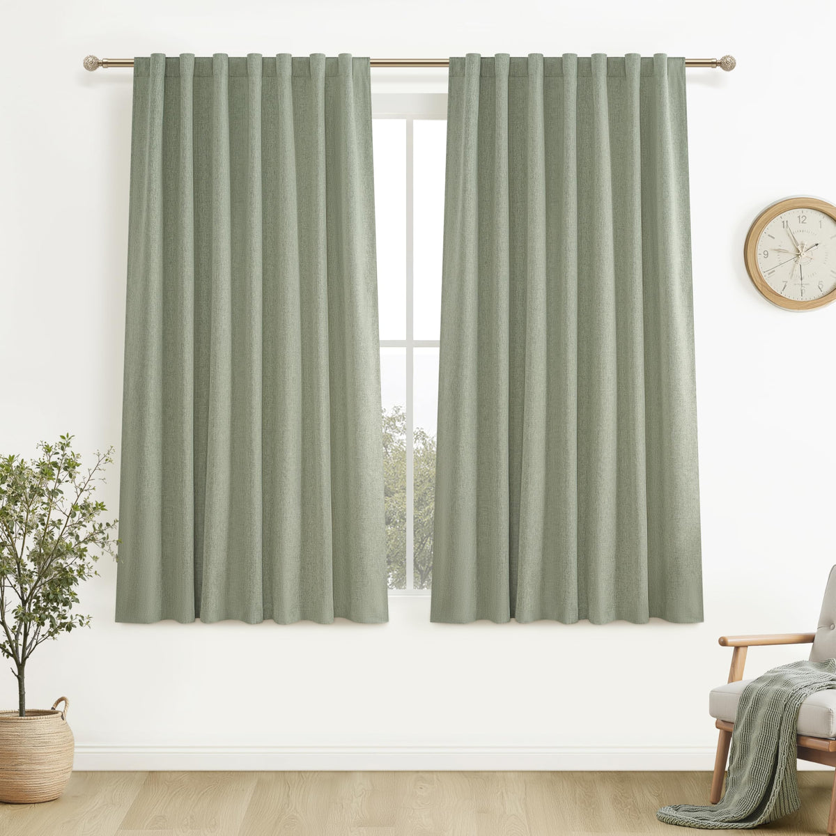 100% Blackout Curtains 84 Inch Length 2 Panels Set Farmhouse Style for Bedroom Windows/Living Room Thermal Insulated Neutral Boho Drapes Linen Blend Natural Ivory 7ft Long Hook Belt Pleated/Back Tab