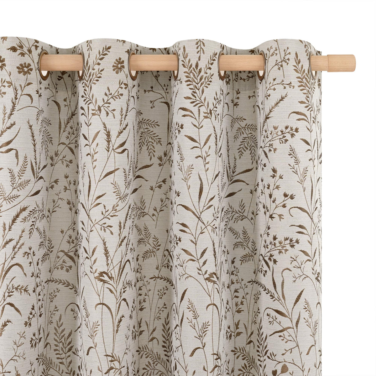 BGment Green Leaf Linen Curtains for Living Room 84 Inch Length 2 Panels