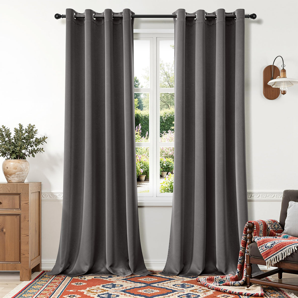 MIULEE Beige Blackout Bedroom Curtains Drapes 84 Inch Long 52"x84"