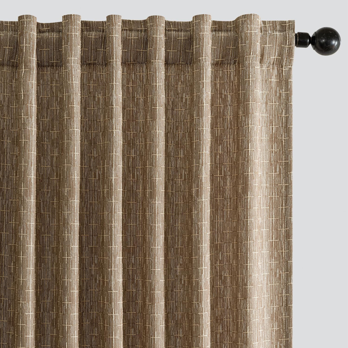 MIULEE Patterned Farmhouse Linen Curtains, Back Tab, 52Wx84L, Blue