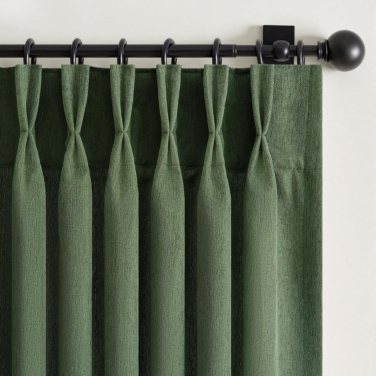 96 Inches Long Pinch Pleated Semi Sheer Curtains,Natural Linen Blended Light Filtering Window Curtains 96 Length for Living Room Bedroom Pinch Pleat Drapes with Hooks 2 Panels 72" Wx96 L