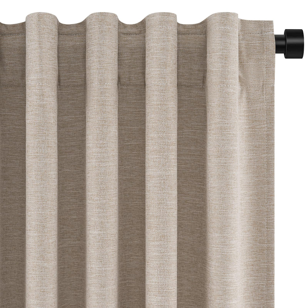 Topfinel Linen Blackout Curtains 96 Inch Long, Boho Farmhouse Ivory Birch Viral Drapes Pinch Pleated Curtains with Hooks for Living Room, Neutral 8 FT Back Tab Bedroom Curtains 52" X 96" 2 Panels
