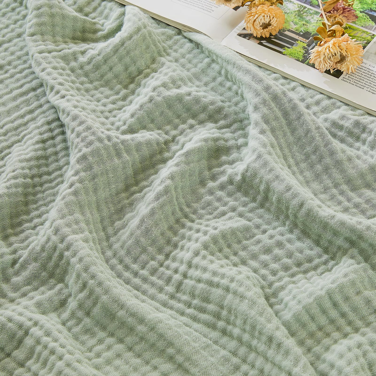 EMME Muslin Cotton Blanket Adults Heather Navy Throw XL 50"x70"