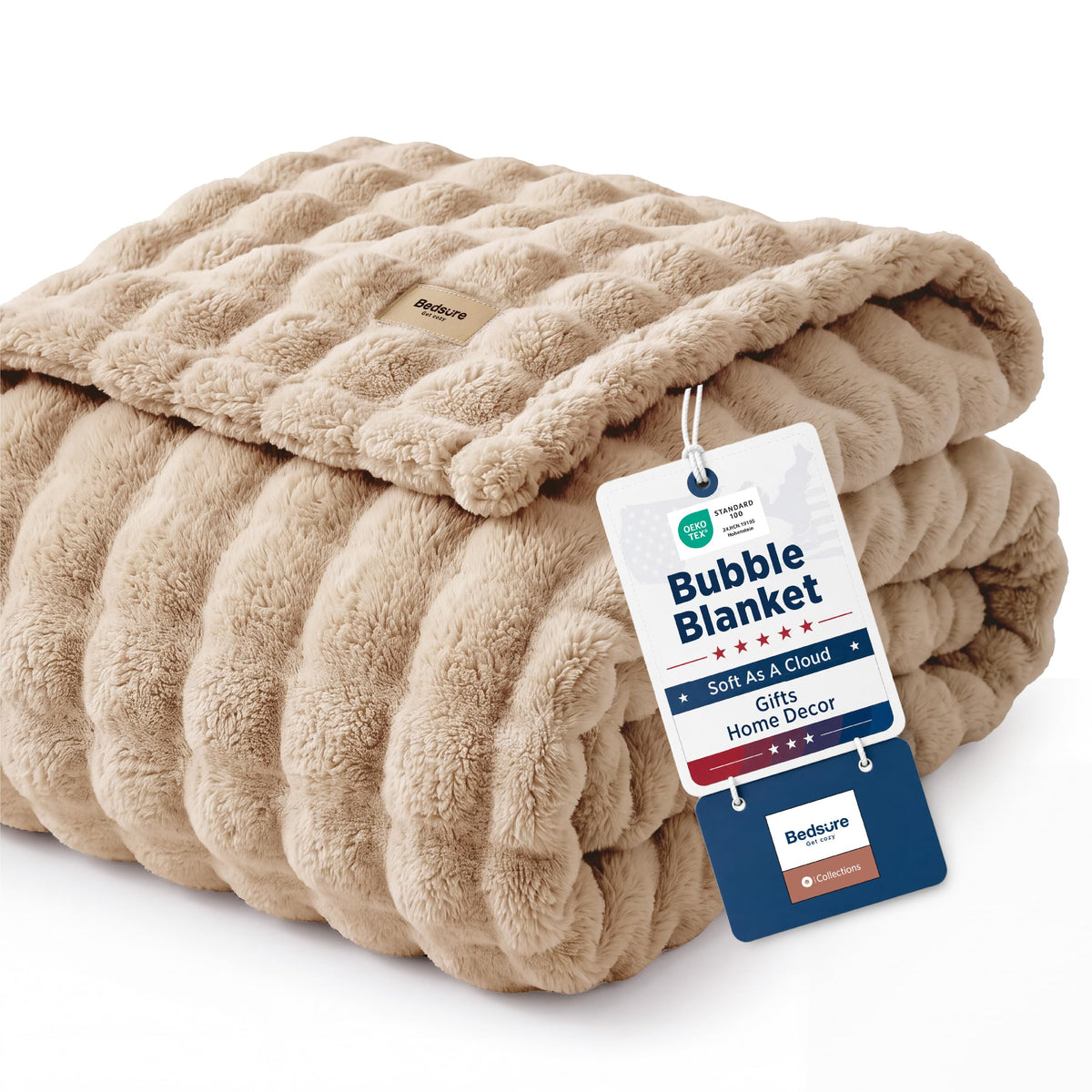 Bedsure Cloud Bubble Blanket, Soft Cozy Throw, Off White, 50"×60"