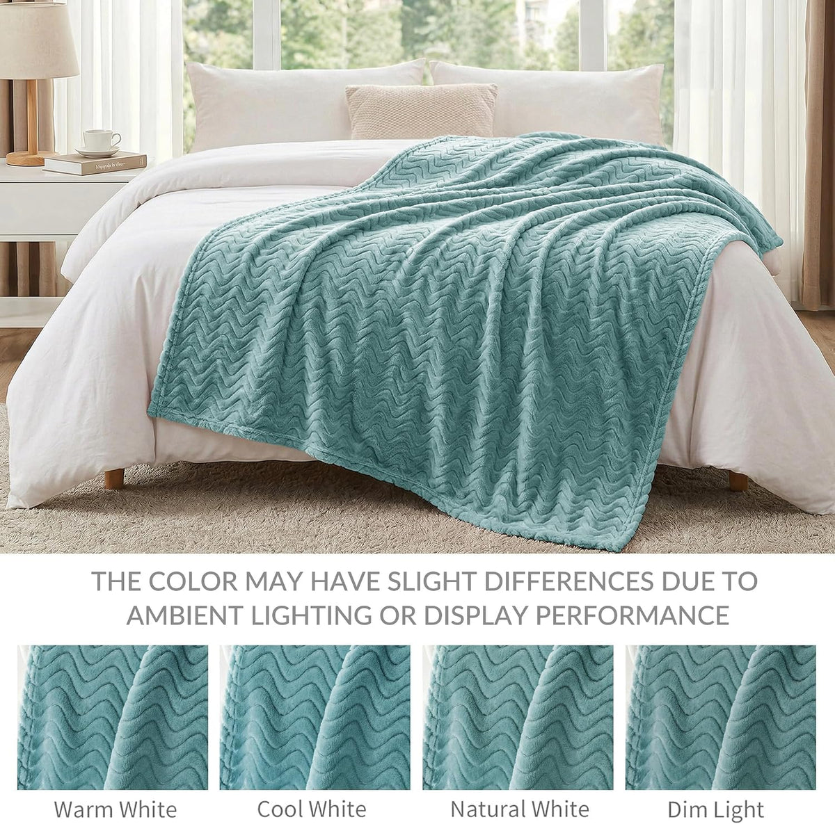 Exclusivo Mezcla Large Fleece Throw Blanket for Couch, Sofa, Celadon