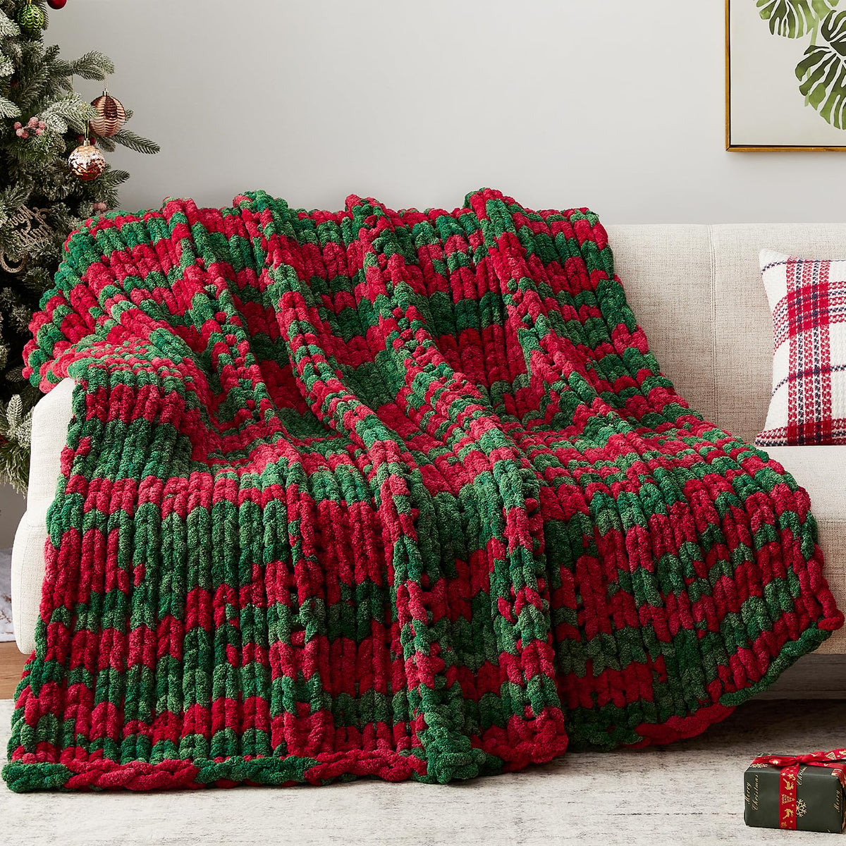 Negwoo Chunky Knit Throw Blanket, Knitted Throw Chenille Yarn, 50"*60"