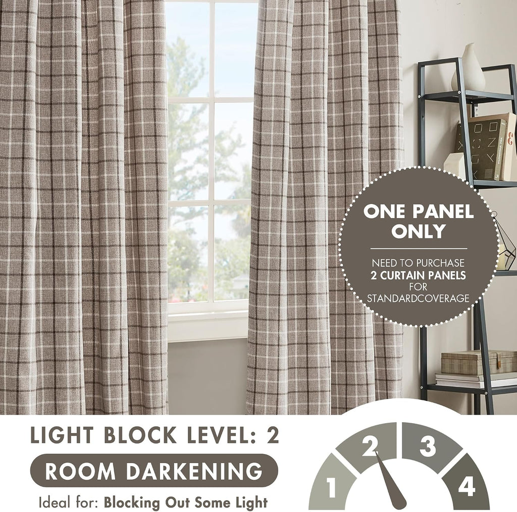 Madison Park Plaid Window Curtain Thermal Insulated, 1 Panel, 50x95 Brown