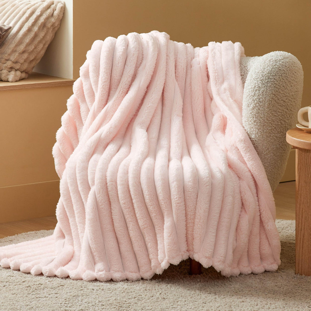 Bedsure Soft Cozy Fluffy Comfort Throw Blanket for Bed, White, 50"x60"