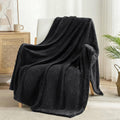 Exclusivo Mezcla Large Waffle Fleece Throw Blanket for Couch, Slate Blue