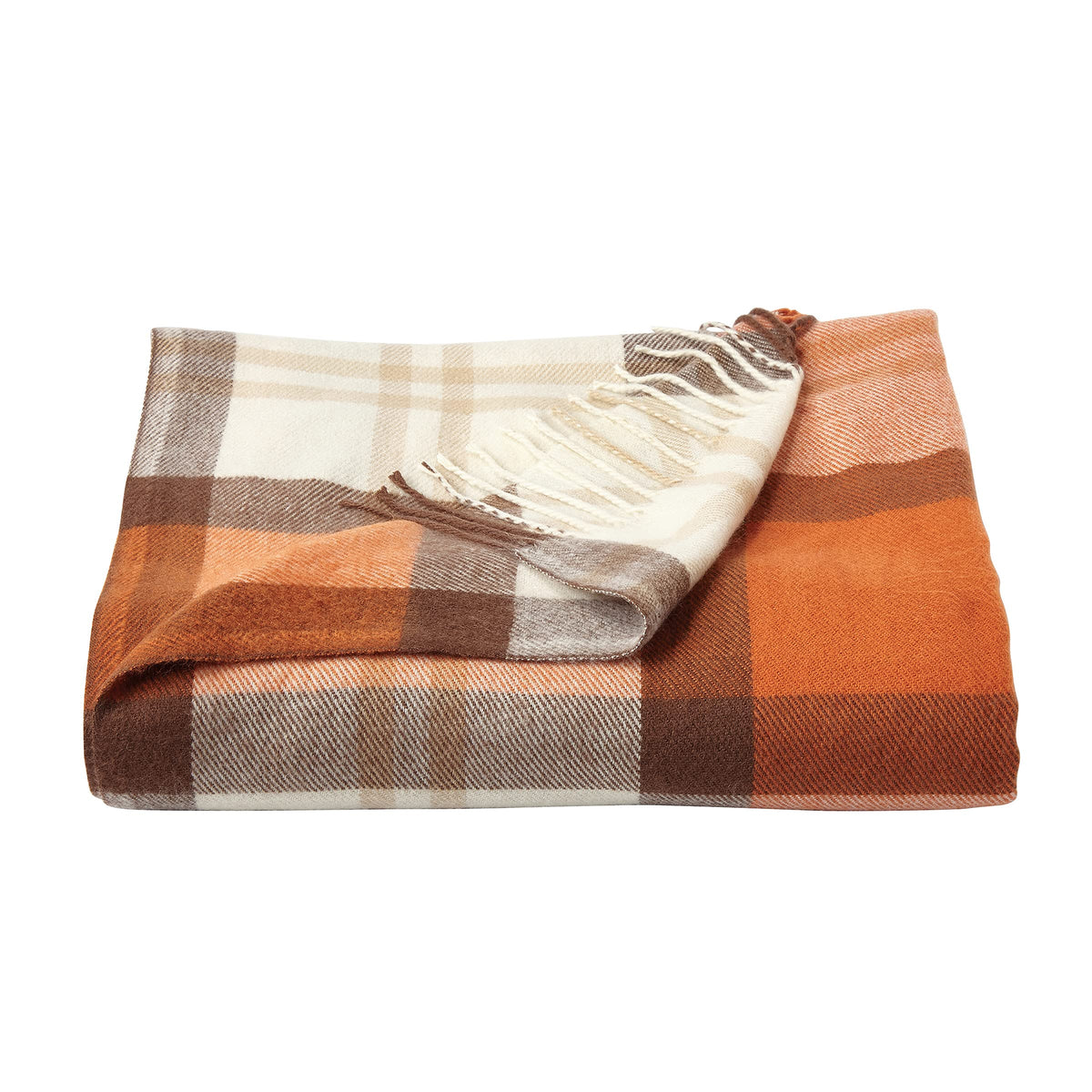 Lavish Home Oversized Throw Blanket for Couch, Spice Orange Plaid,60” x 70”