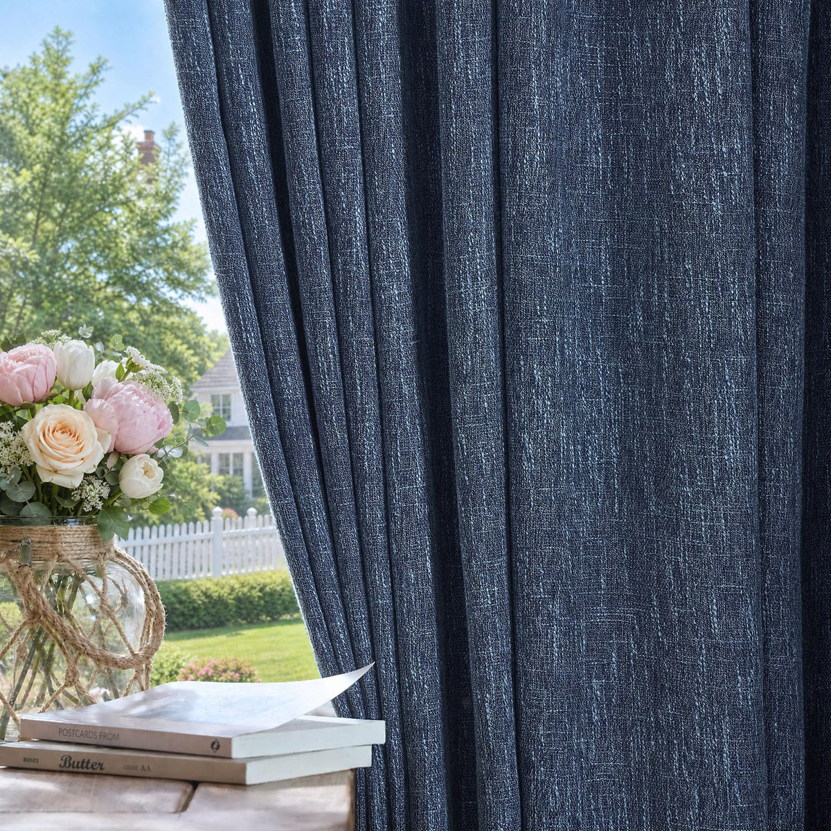 jinchan Burlap Look Curtains Blackout Curtains for Bedroom Lined Linen Textured Look Drapes for Living Room 84 Inches Long French Country Farmhouse Window 2 Panels Tan Drapes