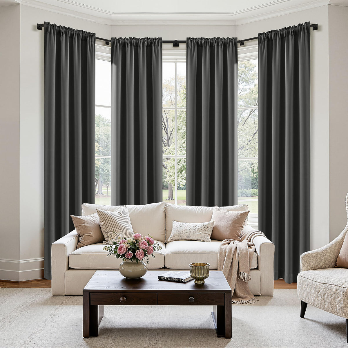 MIULEE Sage Green Blackout Curtains 63 Inch Length for Bedroom 4 Panels