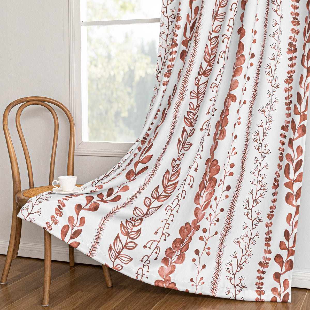 MEETSKY Sage Green Curtains 72 Inches Long 2 Panels Boho Curtains for Living Room Light Filtering Patterned Drapes for Bedroom Linen Style Back Tab Leaf Print Window Treatment, 50” Wide Each Panel