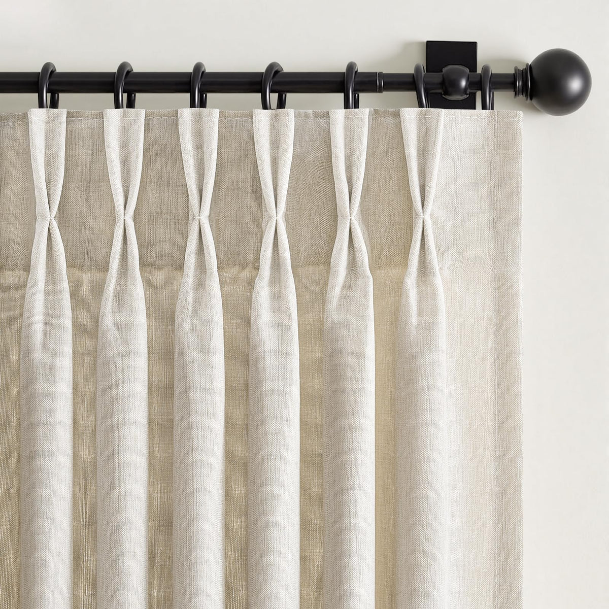 96 Inches Long Pinch Pleated Semi Sheer Curtains,Natural Linen Blended Light Filtering Window Curtains 96 Length for Living Room Bedroom Pinch Pleat Drapes with Hooks 2 Panels 72" Wx96 L