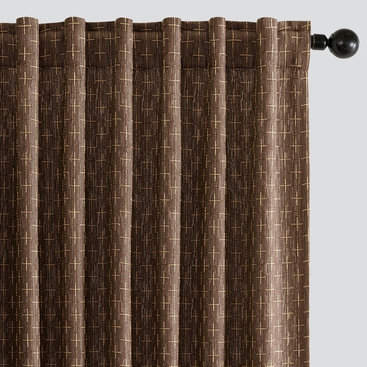 MIULEE Patterned Farmhouse Linen Curtains, Back Tab, 52Wx84L, Blue