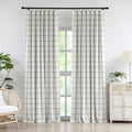 Vision Home Blue Plaid Linen Pinch Pleated Full Blackout Curtains 40Wx84Lx2