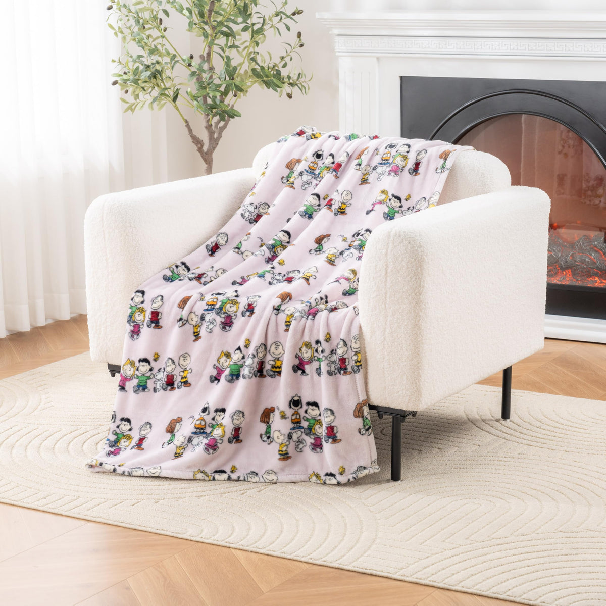 Berkshire Blanket Peanuts® VelvetLoft® Cute Character Snoopy Plush Throw Blanket,Peanuts Poses and Paws Grey,Throw 55 in x 70 in (Official Peanuts® Product)