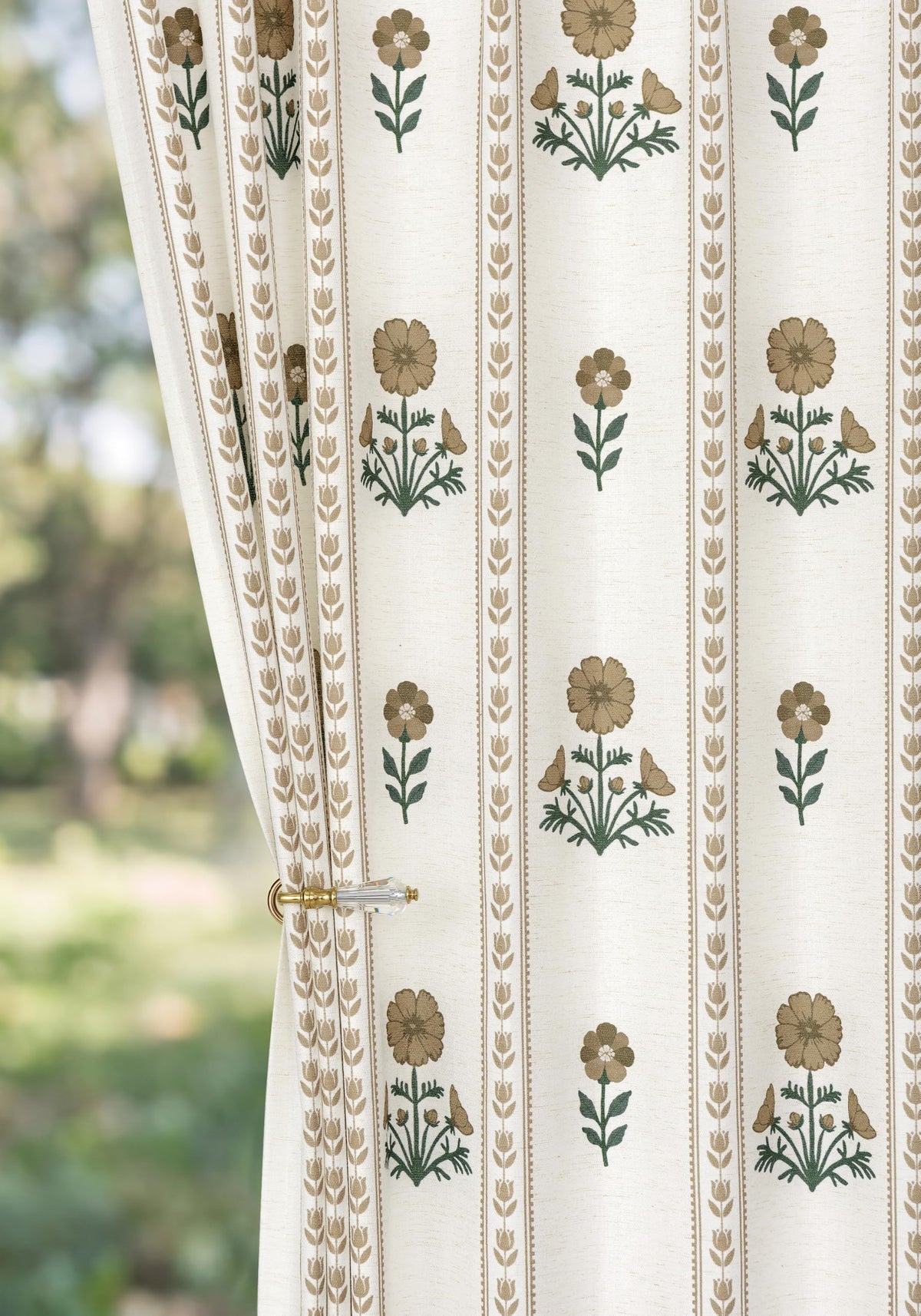 Pinch Pleated Curtains for Living Room Bedroom Dining Room - 84 Inches Light Filtering Floral Curtains Luxury Linen Drapes Farmhouse Window Curtains with Hooks - 2 Panels Set, 40" W x 84" L