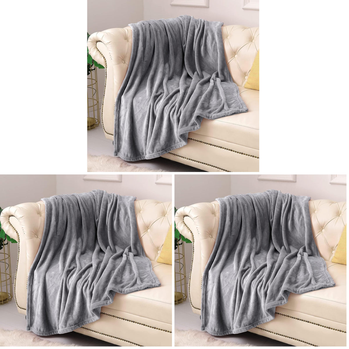 KMUSET Fleece Blanket Throw Size Grey Lightweight Super Soft Cozy Luxury Bed Blanket Microfiber Factory Shop