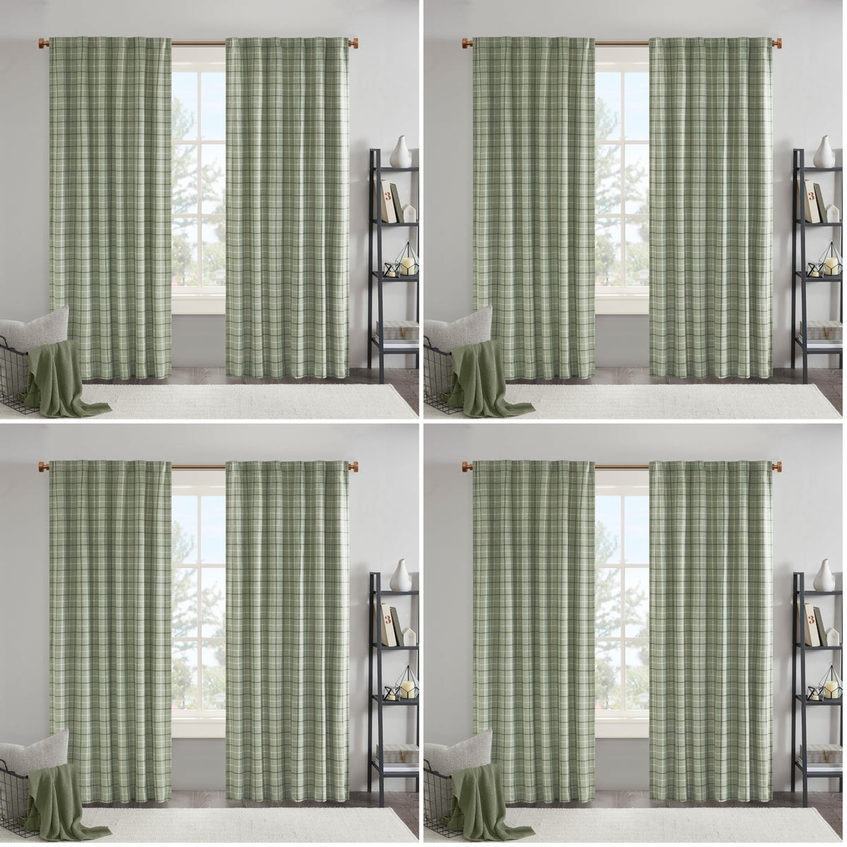 Madison Park Plaid Window Curtain Thermal Insulated, 1 Panel, 50x95 Brown