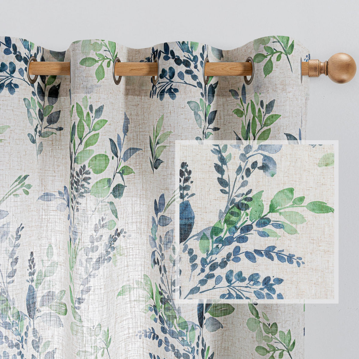 MYSKY HOME Floral Curtains 72 inch for Living Room Linen Semi Sheer Light Filtering Privacy Protect Lightweight Drapes Decor Farmhouse Soft Touch for Dining Room, Yellow, 52" Wide, 2 Panels