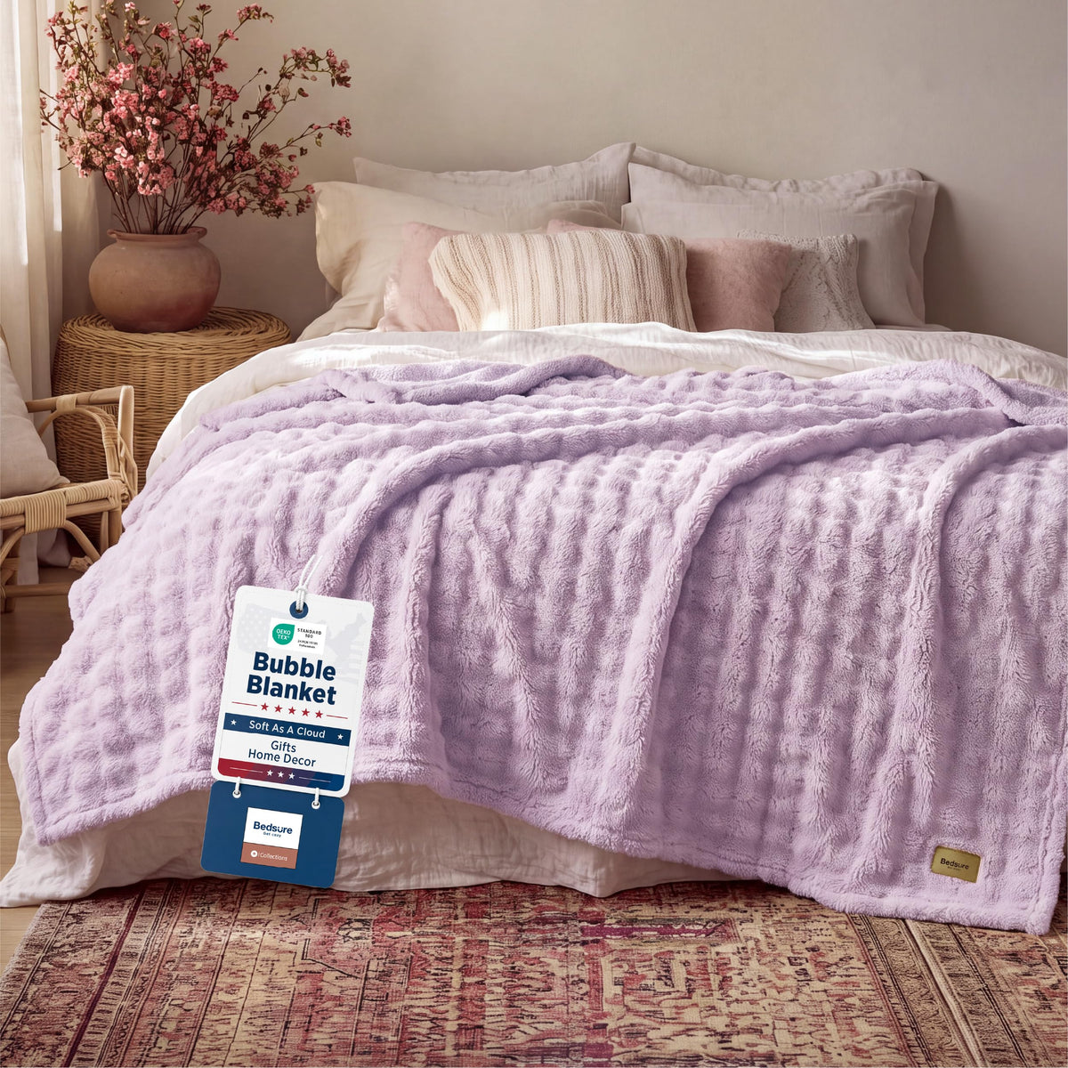 Bedsure Cloud Bubble Blanket, Soft Cozy Throw, Off White, 50"×60"