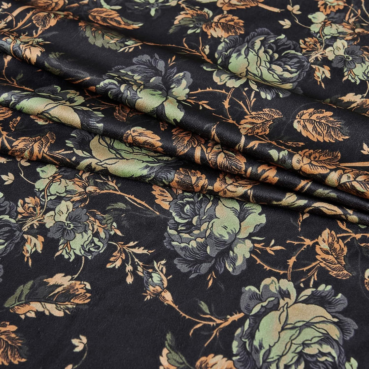 StangH Black Floral Vintage Curtains Luxury Velvet Drapes 96 Inch 2 Panels