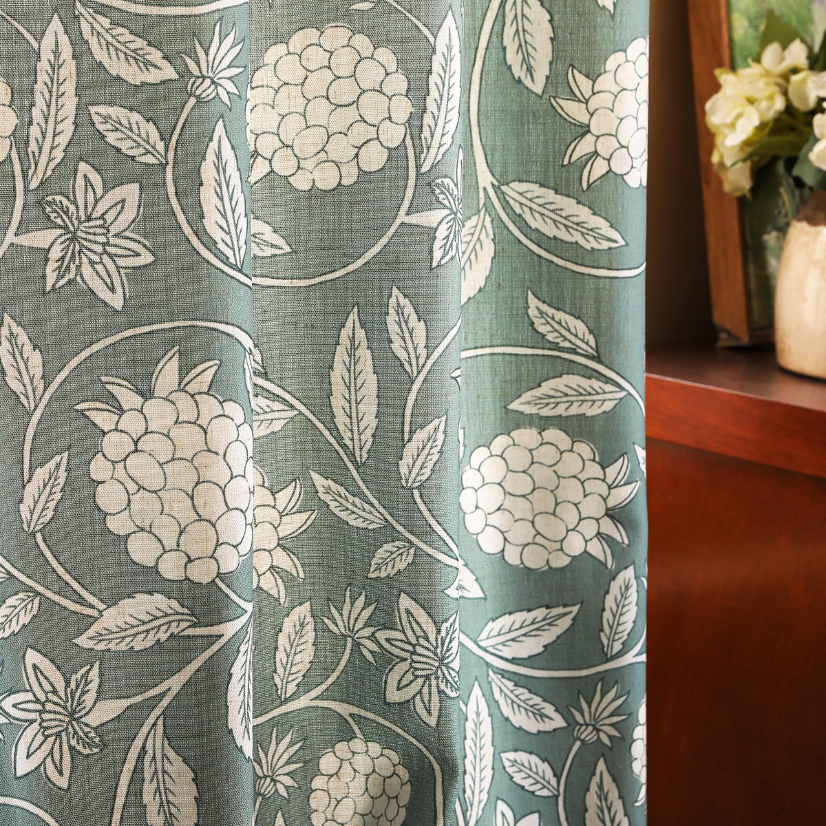 ISAENNE Designer French Linen Printed Curtains,2 Panels,71"x53"-Cornucopi