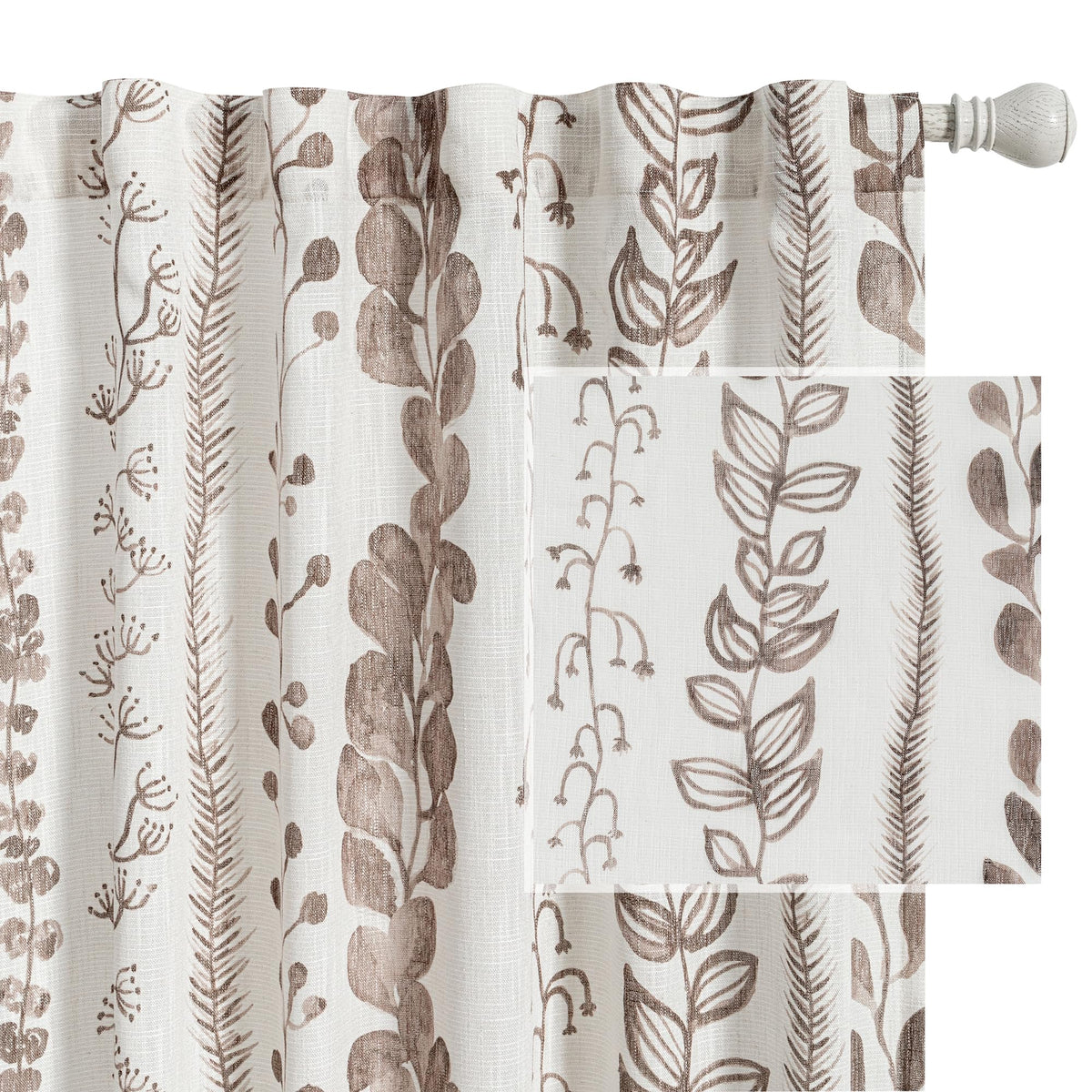 MEETSKY Sage Green Curtains 72 Inches Long 2 Panels Boho Curtains for Living Room Light Filtering Patterned Drapes for Bedroom Linen Style Back Tab Leaf Print Window Treatment, 50” Wide Each Panel