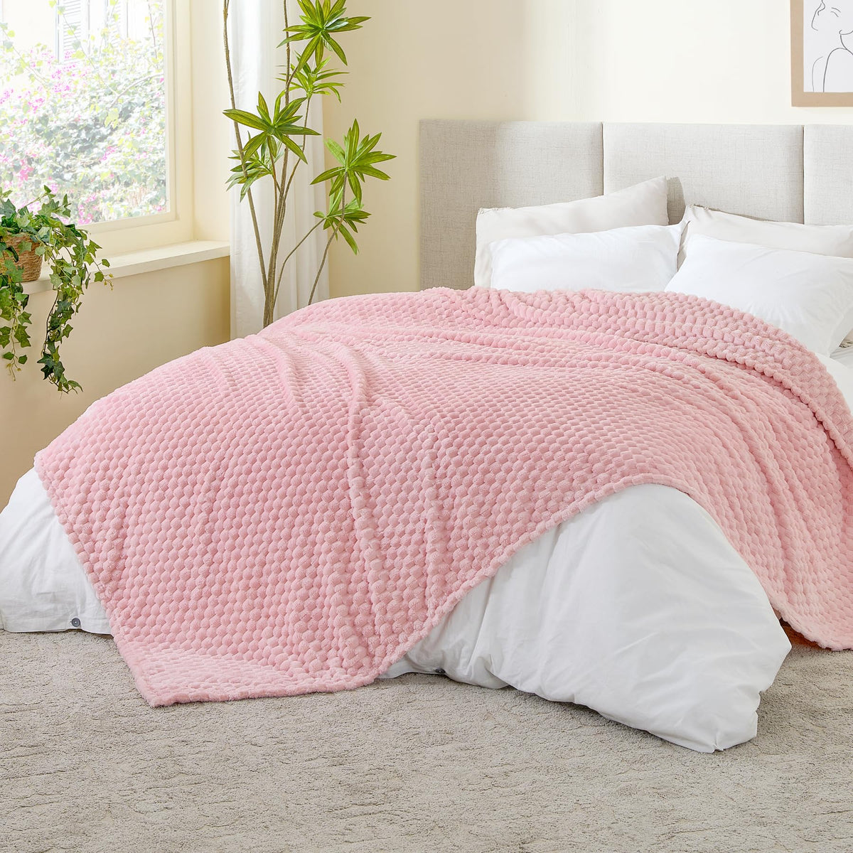 BEDELITE Pink Throw Blanket for Couch, Soft Cozy Gifts for Women, 50 * 60