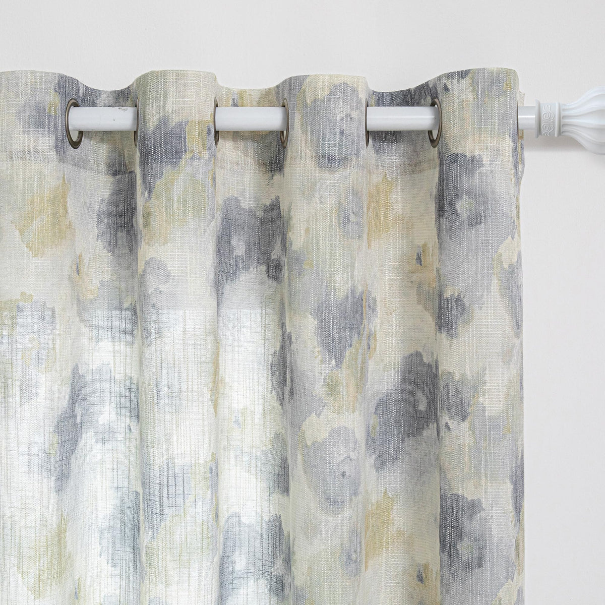 MYSKY HOME Floral Curtains 72 inch for Living Room Linen Semi Sheer Light Filtering Privacy Protect Lightweight Drapes Decor Farmhouse Soft Touch for Dining Room, Yellow, 52" Wide, 2 Panels