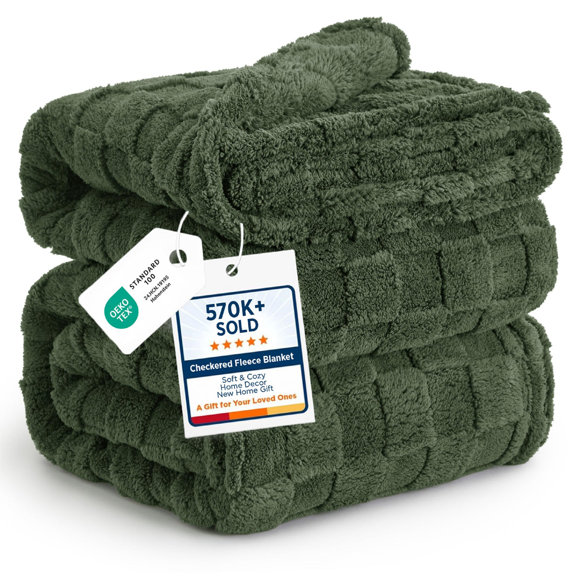 Bedsure Checkered Fleece Throw Blanket,Cute Home Decor,Sage Green,50"×60"