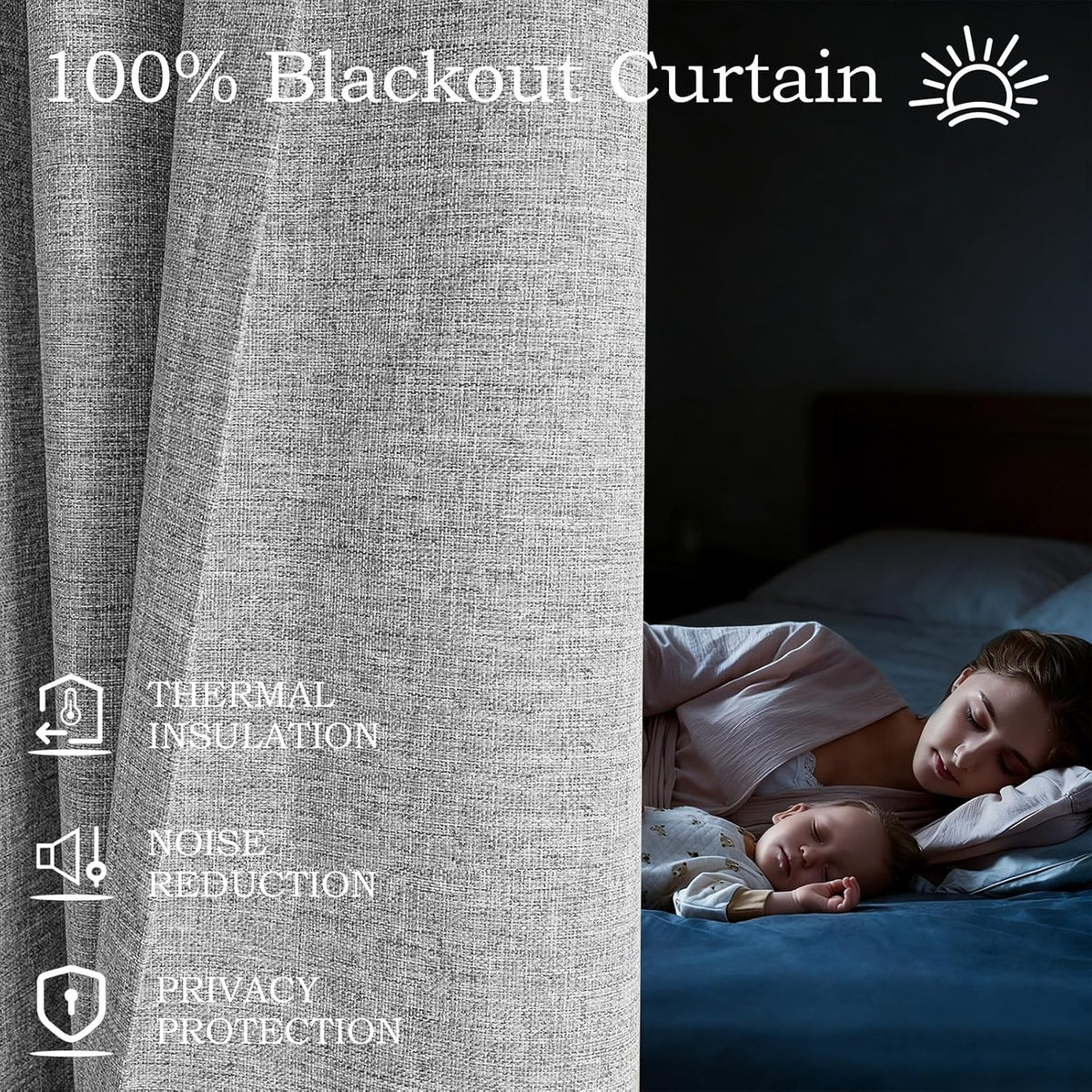 Linen 100% Blockout Curtains Pinch Pleated, 60W x 72L, 1 Panel