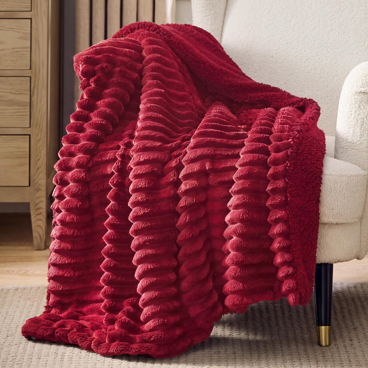Bedsure Soft Sherpa Blanket Fluffy Throw Gift Beige 50"x60"