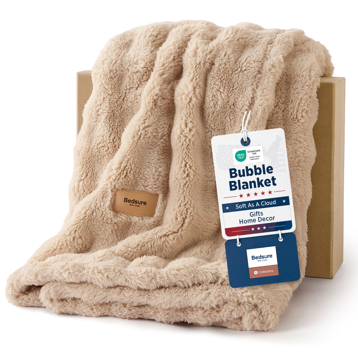 Bedsure Cloud Bubble Blanket, Soft Cozy Throw, Off White, 50"×60"
