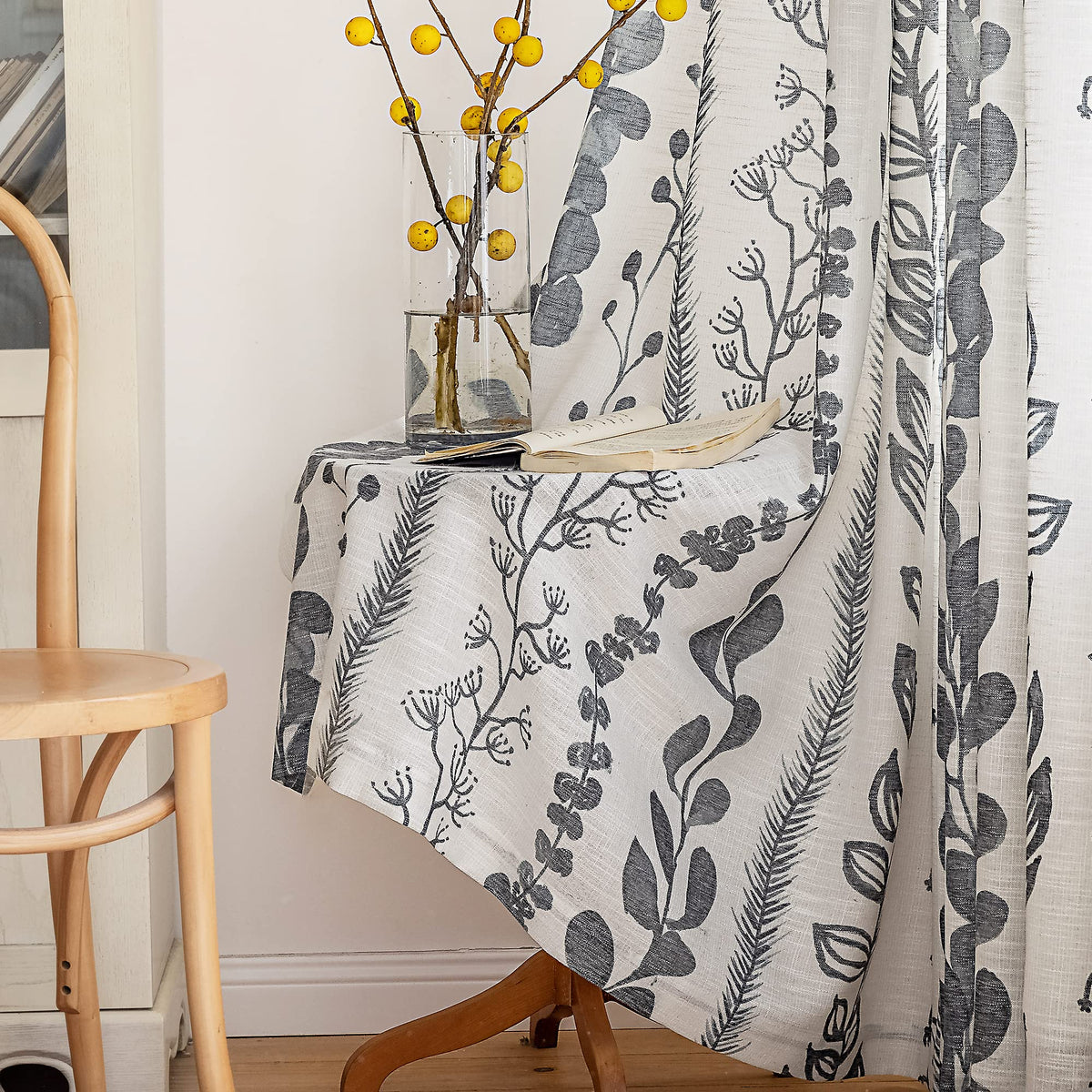 MEETSKY Sage Green Curtains 72 Inches Long 2 Panels Boho Curtains for Living Room Light Filtering Patterned Drapes for Bedroom Linen Style Back Tab Leaf Print Window Treatment, 50” Wide Each Panel