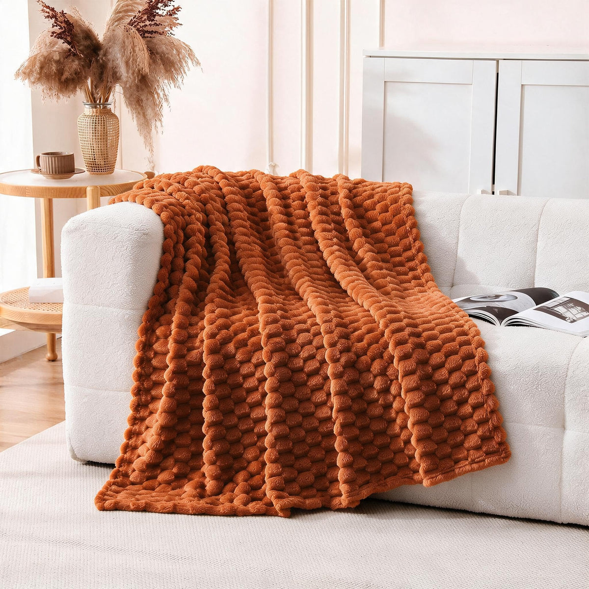 Light Blue Fleece Throw Blanket 50"×60" for Couch Sofa Bed