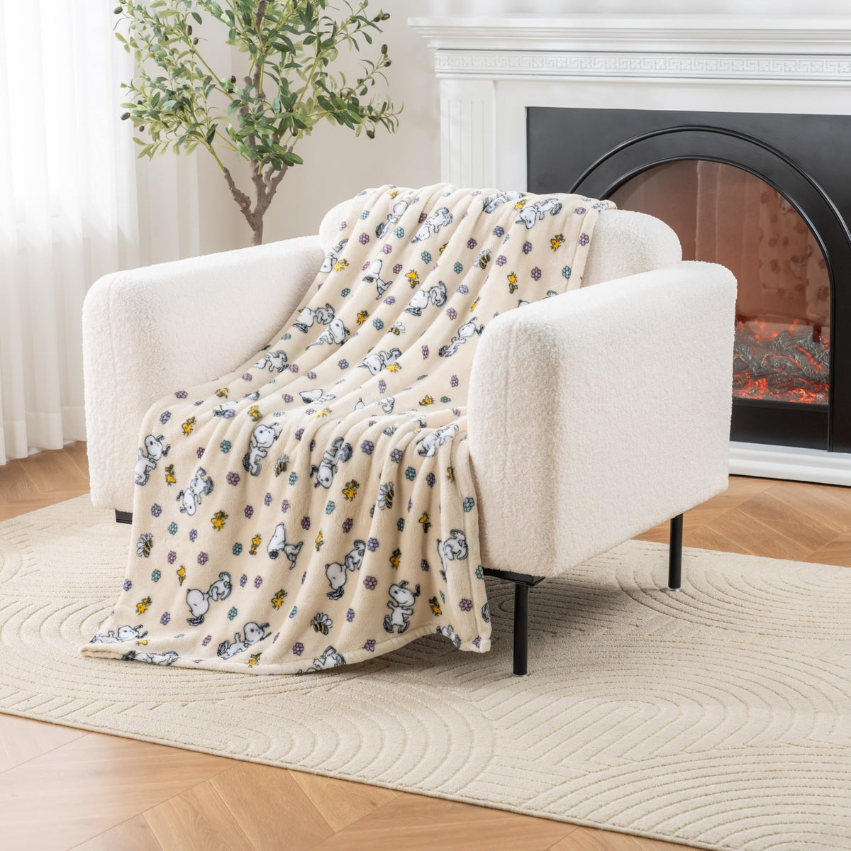 Berkshire Blanket Peanuts® VelvetLoft® Cute Character Snoopy Plush Throw Blanket,Peanuts Poses and Paws Grey,Throw 55 in x 70 in (Official Peanuts® Product)