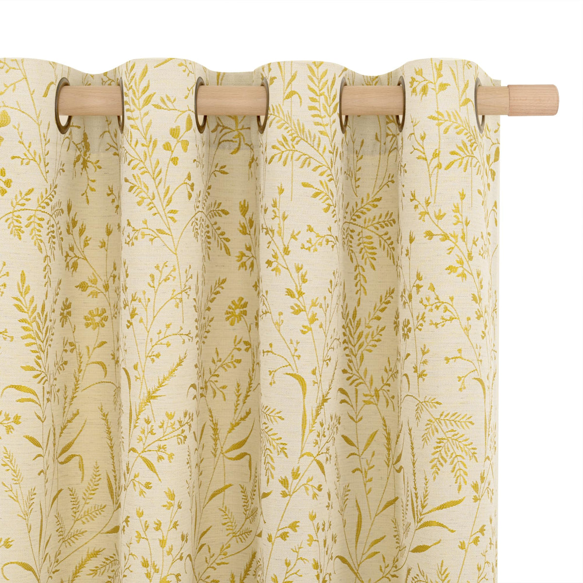 BGment Green Leaf Linen Curtains for Living Room 84 Inch Length 2 Panels